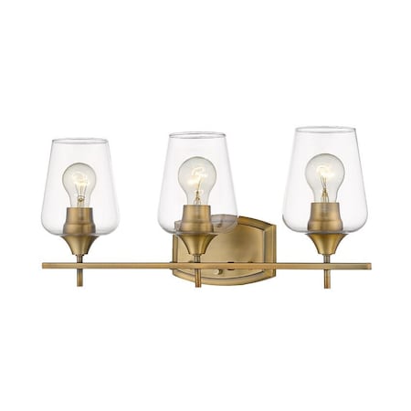 Z-Lite Joliet 3 Light Vanity, Olde Brass & Clear 473-3V-OBR